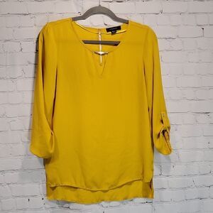 Atmosphere golden yellow three quarter sleeve blouse